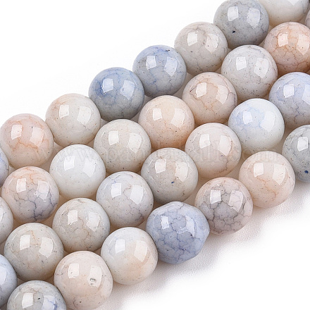Opaque Crackle Glass Round Beads Strands GLAA-T031-01B-1