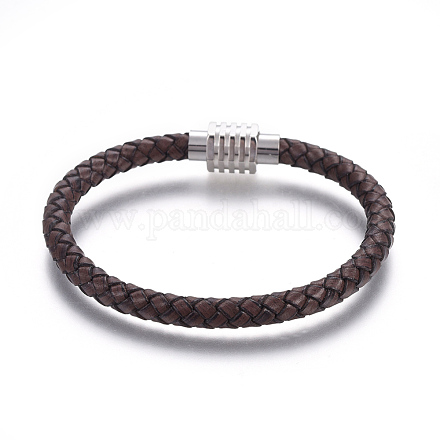 Кожаные браслеты плетеного шнура BJEW-E352-21P-1
