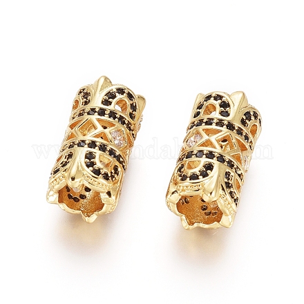 Brass Micro Pave Cubic Zirconia European Beads X-OPDL-L016-03A-G-1