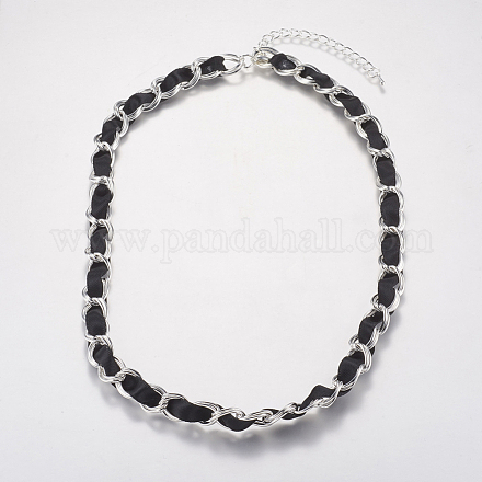 Железные ожерелья с двойной цепочкой NJEW-J023-14S-1