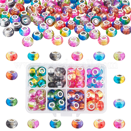 Pandahall elite 80 pz 8 colori perline europee in resina bicolore trasparente RPDL-PH0001-05-1