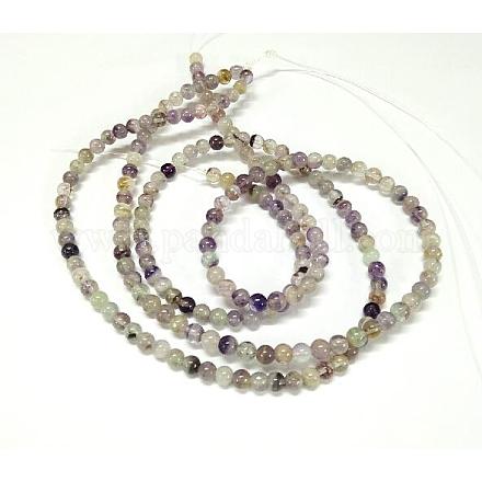 Violettes fluorite chapelets de perles rondes naturelles G-P070-62-8mm-1