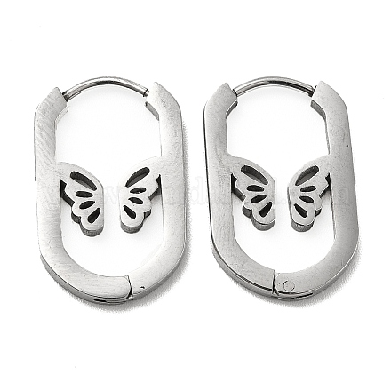 304 овальная серьга-кольцо из нержавеющей стали с бабочкой для женщин STAS-B035-02P-1