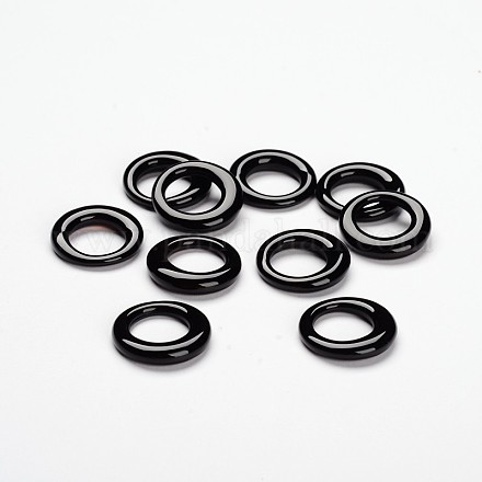 Ring Dyed Natural Black Agate Pendants G-J300-05-28mm-1