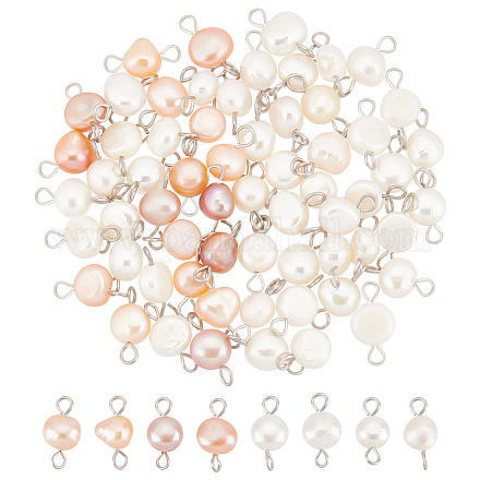 Unicraftale 60Pcs 2 Colors Natural Freshwater Pearl Connector Charms STAS-UN0046-58-1