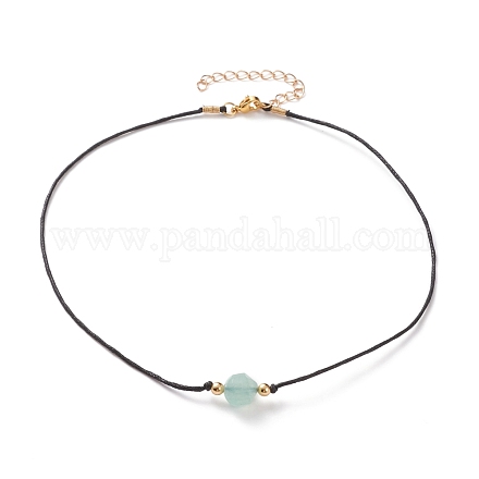 Faceted Natural Green Aventurine Pendant Necklaces NJEW-JN03230-04-1