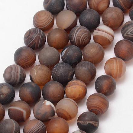 Agata a strisce naturali / fili di perle di agata fasciate G-K166-12-8mm-04-1