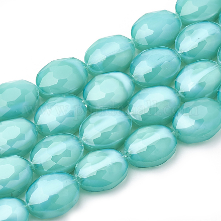 Chapelets de perles en verre opaque de couleur unie X-GLAA-N032-02I-1