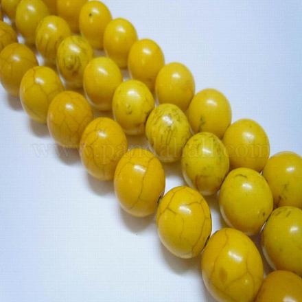 1 Strang gefärbt Gold runden synthetischen Türkis Perlen Stränge X-TURQ-G106-6mm-02I-1