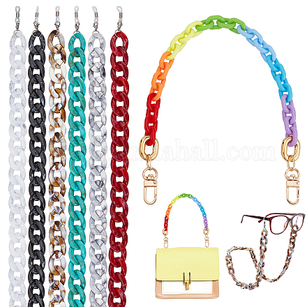 Pandahall elite 7pcs 7 colores acrílico cadena bolso bolso asa y cadenas para anteojos AJEW-PH0001-57-1