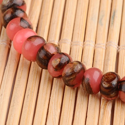 Assembled Dyed Synthetic Imperial Jasper and Bronzite Beads Strands G-E327-25C-1