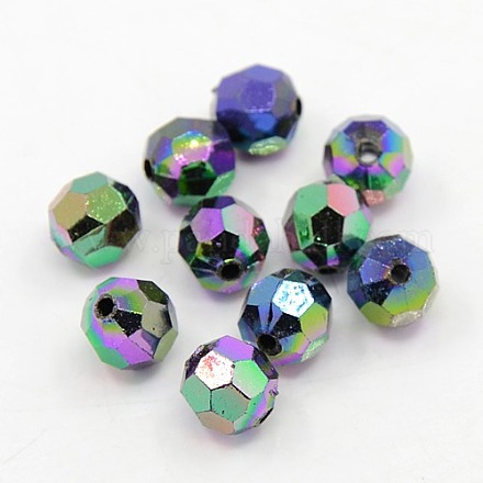 Plating Plastic Acrylic Faceted Round Beads PACR-L002-4mm-M-1