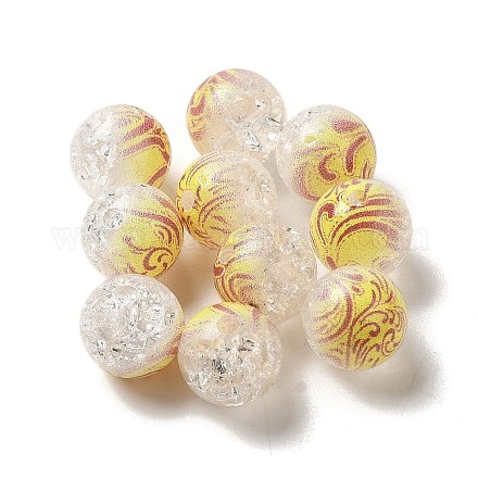 Perle acriliche craquelé verniciate a spruzzo in due tonalità OACR-G029-02I-1