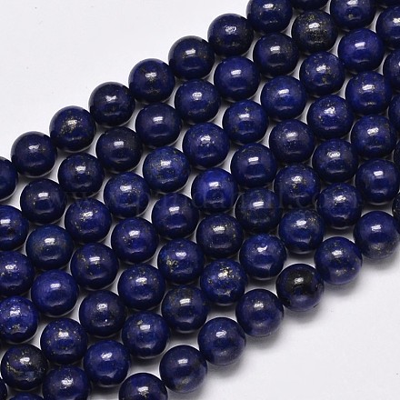 Dyed Natural Lapis Lazuli Round Beads Strands X-G-M169-12mm-05-1