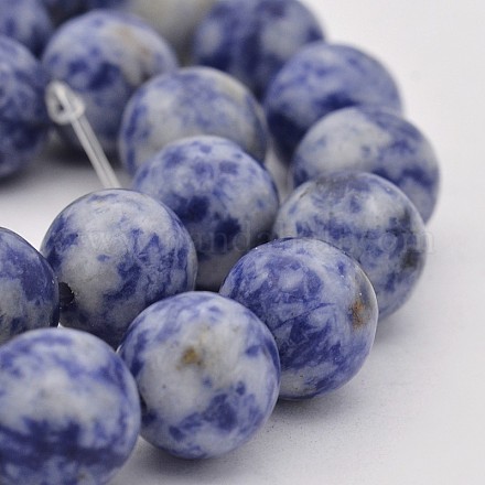 Brins de perles rondes en jaspe de tache bleue naturelle G-J276-27-12mm-1