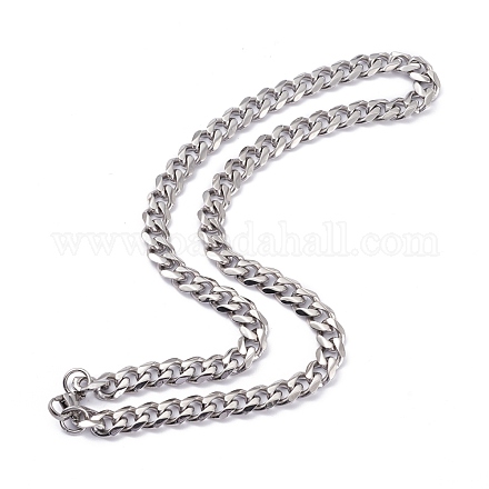 Men's 304 Stainless Steel Curb Chain Necklaces NJEW-I248-06A-P-1