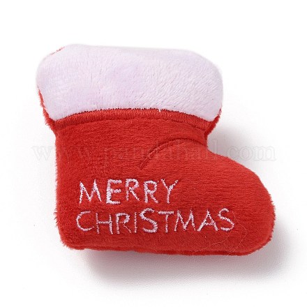 クリスマステーマのウール布ブローチ  鉄のピン付き  バックパック服用  クリスマスソックス  57x65x23.5mm JEWB-F022-01G-1