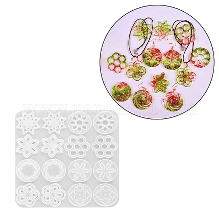 Stampi in silicone fai da te con ciondolo a forma di vortice e fiore DIY-E057-01-1