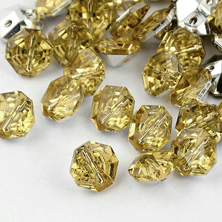 2-Hoyo botones de octágono de acrílico Diamante de imitación de Taiwán BUTT-F016-10mm-30-1