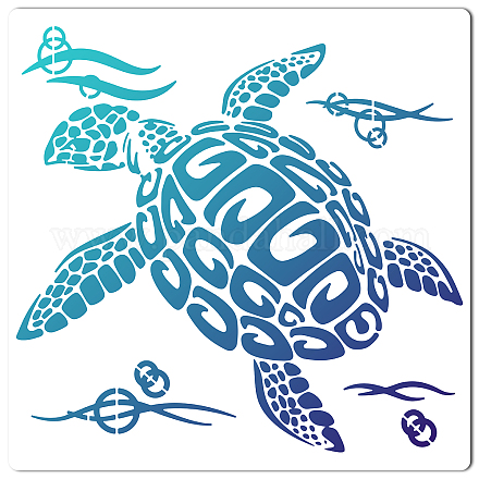 GORGECRAFT Turtle Stencils 30×30CM Ocean Animal Painting Stencil Hollow Out Template Reusable Sign Square Stencils for Painting on Wood Wall Scrapbooking Card Floor DIY Home Crafts DIY-WH0244-245-1