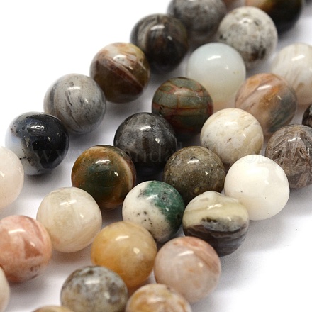 Natural Bamboo Leaf Agate Beads Strands G-G763-03-6mm-1