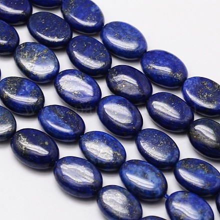 Lapis lazuli naturelles brins ovales de perles G-M265-14x10mm-02-1