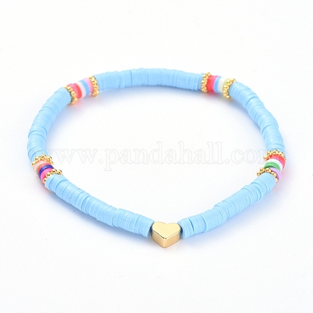Bracelets extensibles faits main en pâte polymère heishi BJEW-JB05077-05-1