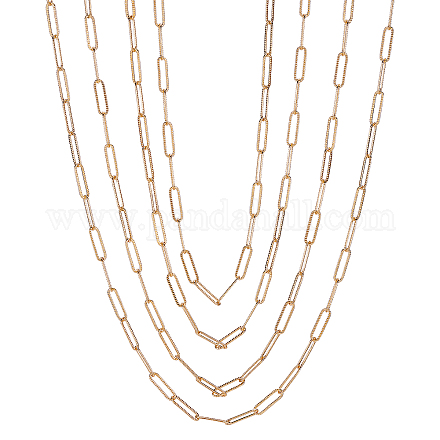Fabricación de collar de cadena de clip de papel con textura de latón de élite pandahall MAK-PH0004-31-1
