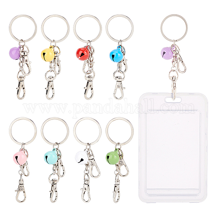 FINGERINSPIRE 8 Pcs Mini Film Key Chain Rectangle Acrylic Keychain with Colorful Bell Custom Picture Key Ring for 2x3 inch Photo Blanks Photo Keychain for Kpop Photo Card KEYC-FG0001-05-1