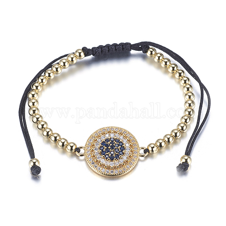 Bracelets de perles tressés en laiton réglables BJEW-F282-29G-RS-1
