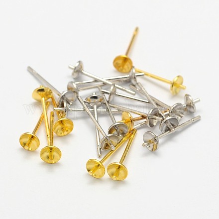 Eco-Friendly Brass Stud Earring Findings KK-M163-03-NR-1