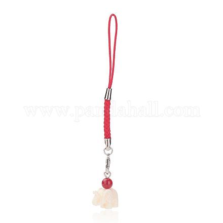 Elephant Resin Beads Mobile Straps HJEW-JM00276-03-1