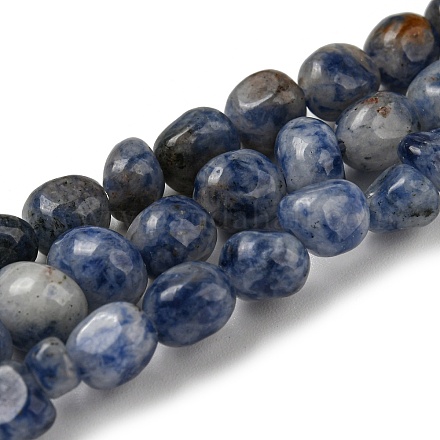 Brins de perles de jaspe de tache bleue naturelle G-F465-53-1