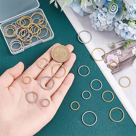 UNICRAFTALE 48pcs 19.5/15.5/12mm Linking Rings 304 Stainless Steel Circle Frames Connectors Golden & Stainless Steel Color O Pattern Ring Jewelry Links for Bracelet Necklace Jewelry Making STAS-UN0003-13-1