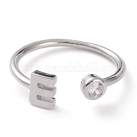 Латунные кольца из манжеты с прозрачным цирконием RJEW-Z005-E-P-1