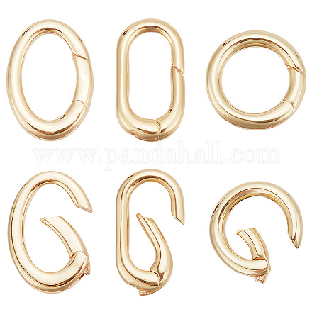 Benecreat 6 pièces 3 styles anneaux de porte à ressort en laiton placage de rack KK-BC0009-73-1