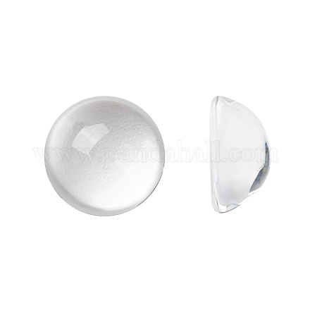 透明な半円形のガラスカボション  透明  16x7.5mm GGLA-R027-16mm-1