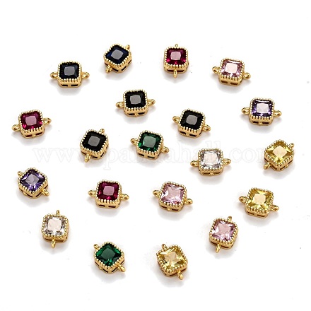 Real 18K Gold Plated Brass Micro Pave Cubic Zirconia Links Connectors ZIRC-L100-008G-1