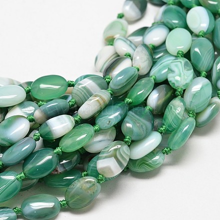Agate naturelle chapelets de perles ovales G-E254-86B-1