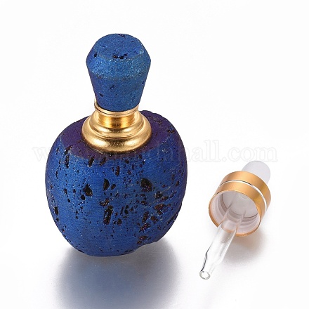 Botella de perfume electrochapada de ágata natural druzy que se puede abrir G-K295-G05-G-1