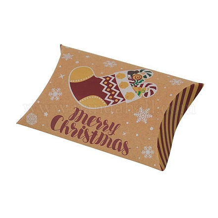 Cajas de almohadas de dulces de cartón con tema navideño CON-G017-02D-1