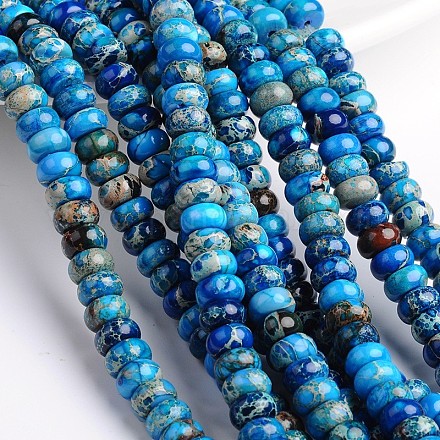 Dyed Natural Imperial Jasper Rondelle Beads Strands G-M275-06-8mm-1