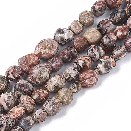 Fili di perline jasper naturali di pelle di leopardo G-S363-032-1