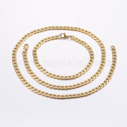 304 set di gioielli a catena cordolo in acciaio inox SJEW-F169-01G-1