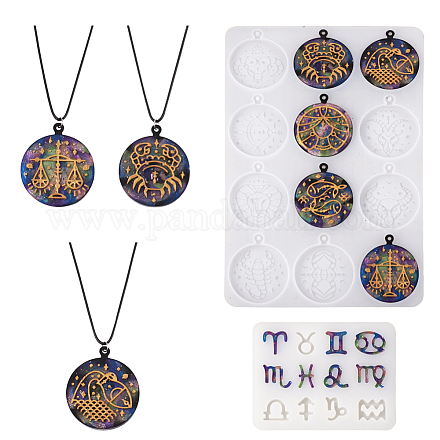 2 pièces 2 styles 12 pendentif constellation bricolage moules en silicone DIY-TA0005-95-1