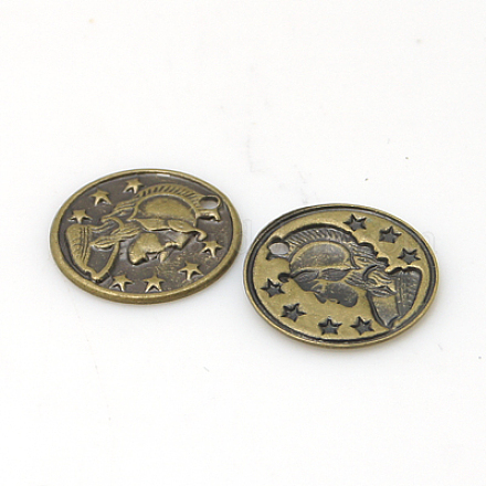 Brass Coin Pendants KK-C2905-AB-1