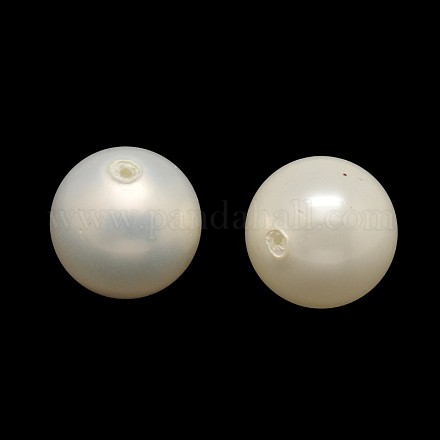 Half Drilled Round Shell Pearl Beads BSHE-M002-14mm-12-1