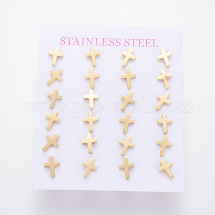 304 Stainless Steel Stud Earrings EJEW-L227-033B-G-1