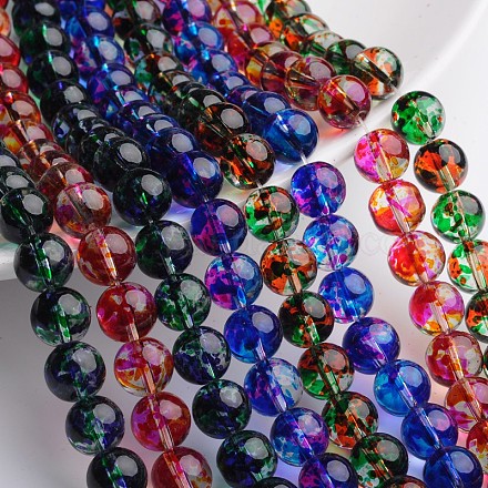 Two Tone Spray Painted Transparent Glass Bead Strands DGLA-R027-10mm-M-1