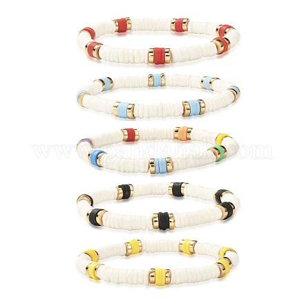 Bracelet extensible de perles de disque pour les femmes adolescentes BJEW-JB06985-1